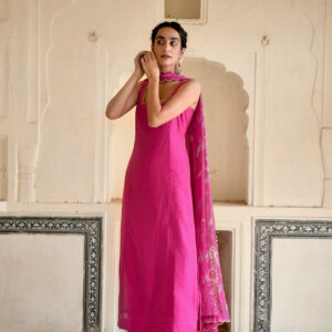 Pink Rose Kurta with Pant and Dupatta (Set of 3)