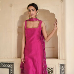 Pink Rose Kurta with Pant and Dupatta (Set of 3)