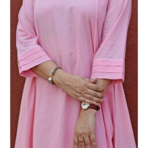 Light Pink A Line Cotton Panels Kurta and Pant (Set of 2)