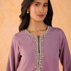 Pixie Dust Lavendar Crystal Embellished Kurta with Pant (Set of 2) GGPDSKD02