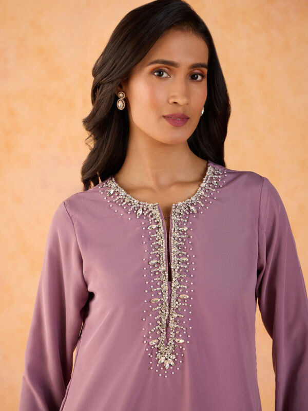 Pixie Dust Lavendar Crystal Embellished Kurta with Pant (Set of 2) GGPDSKD02