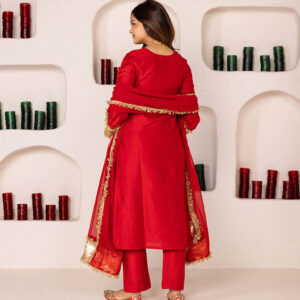 Naseefa Solid Kurta Red (Set of 3)