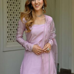 Lilac Silk Kurta (Set of 3)