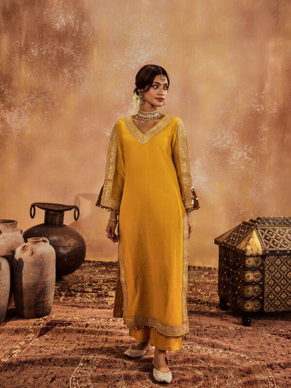 Falak Yellow Kurta with Pant (Set of 2)