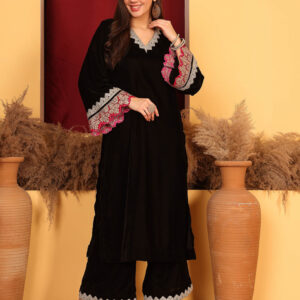 Kinza Black Velvet Kurta with Palazzo (Set of 2)