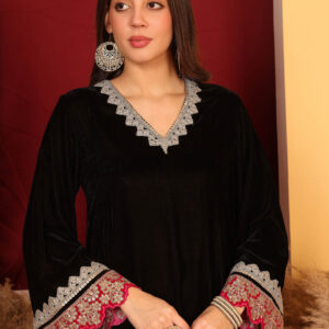 Kinza Black Velvet Kurta with Palazzo (Set of 2)