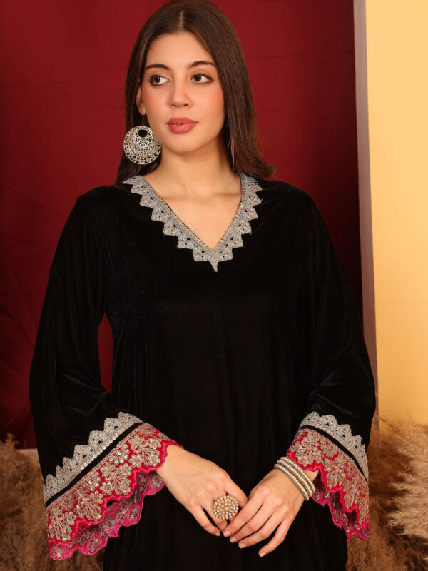 Kinza Black Velvet Kurta with Palazzo (Set of 2)