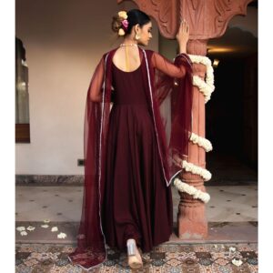 Classy Wine Anarkali Suit - wine (Set of 2)