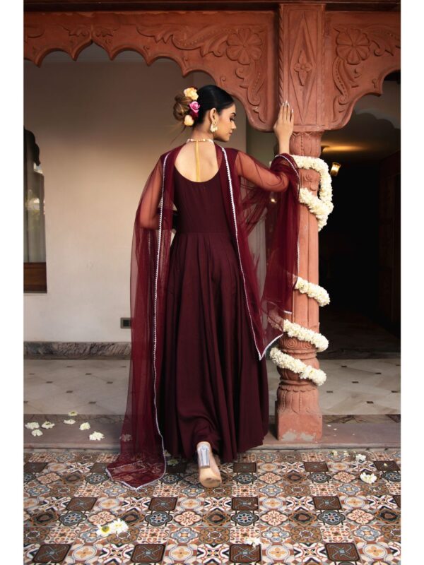 Classy Wine Anarkali Suit - wine (Set of 2)