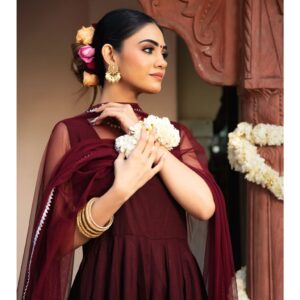 Classy Wine Anarkali Suit - wine (Set of 2)